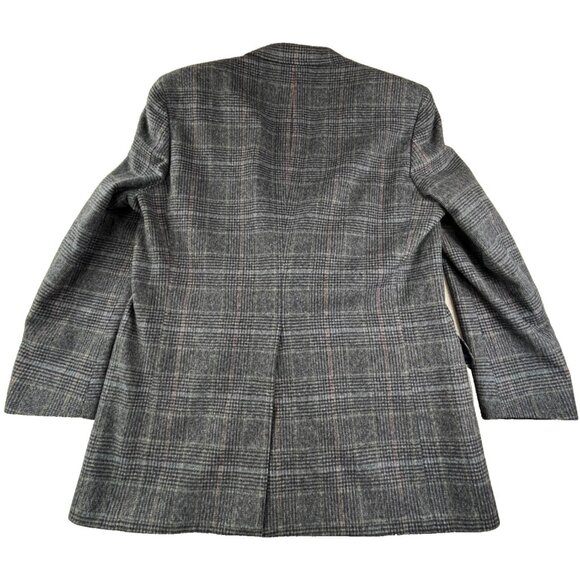 Vintage Austin Reed Blazer Mens 44R Gray Plaid Tweed Wool Houndstooth USA Made - Picture 2 of 14